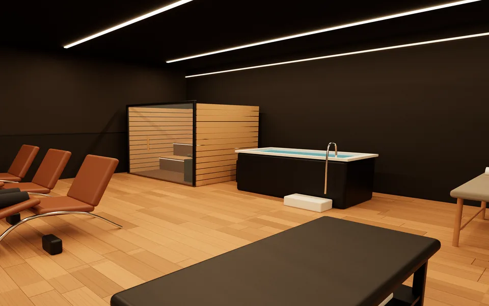 Eye-level interior render of the Recovery zone